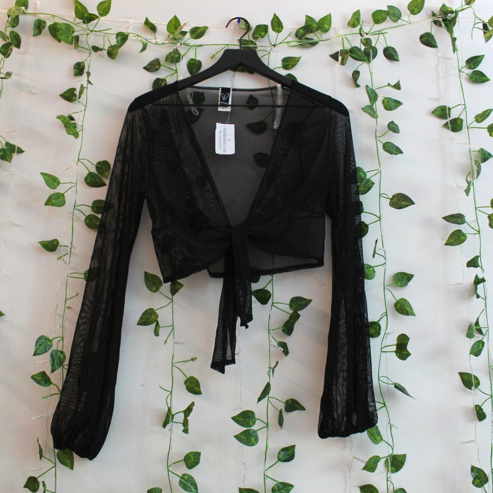 Windsor sheer tie-front cover up